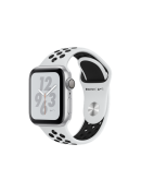 Apple Watch Nike+ Series 4 (MU6H2RU/A), 40 мм, корпус из алюминия серебристого цвета, спортивный ремешок Nike цвета «чистая платина/чёрный»