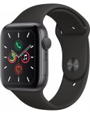 Apple Watch Series 5 (MWVF2RU/A), 44 мм, корпус из алюминия цвета «серый космос», спортивный браслет чёрного цвета