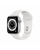 Apple Watch Series 6, 40 мм, корпус из алюминия серебристого цвета, спортивный ремешок белого цвета (MG283RU-A)