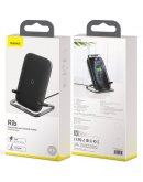Беспроводная зарядка/подставка BASEUS RIB HORIZONTAL AND VERTICAL HOLDER WIRELESS CHARGING 15W (ЧЕРНЫЙ)