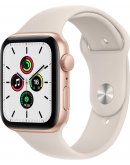 Apple Watch SE 2021, 44 мм, корпус из алюминия золотого цвета спортивный ремешок цвета «сияющая звезда» (MKQ53)