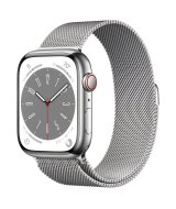Apple Watch Series 8, 45 мм, стальной корпус серебристого цвета, серебристый ремешок "Милано"
