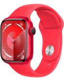 Apple Watch Series 9, 45 мм, корпус из алюминия цвета (PRODUCT)RED, спортивный ремешок цвета (PRODUCT)RED, размер S/M