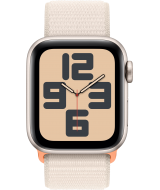 Apple Watch SE 2023, 40 мм, корпус из алюминия цвета «сияющая звезда», спортивный текстильный ремешок цвета «сияющая звезда» (MR9W3)