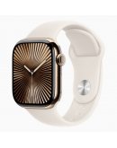 Apple Watch Series 10 GPS + Cellular 42 мм корпус из золотого титана со спортивным ремешком Starlight — M/L