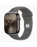 Apple Watch Series 10 GPS + Cellular 46 мм корпус из натурального титана со спортивным ремешком серого камня — S/M