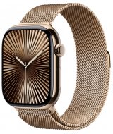 Apple Watch Series 10 GPS + Cellular 46 мм, корпус из титана золотого цвета, миланский браслет золотого цвета, размер M/L (MX183,MX003)