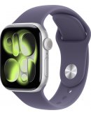 Умные часы Apple Watch Series 11 46 мм (алюминиевый корпус, серебристый/фиолетовый, спортивный силиконовый ремешок M/L)