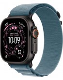 Умные часы Apple Watch Ultra 3 LTE 49 мм (титановый корпус, черный/синий, текстильный ремешёк размера S)